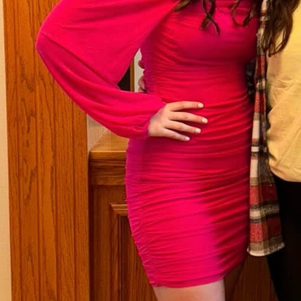 Elegant Pink Ruched Dress